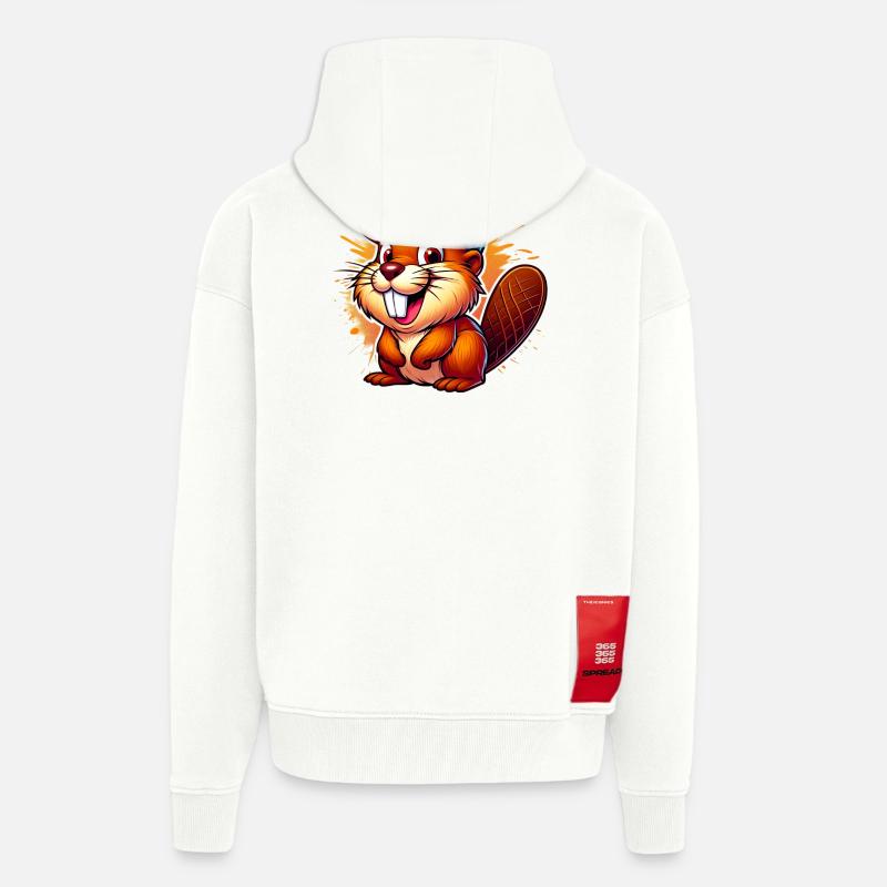 Biber mit Baseballkappe - Zip Hoodie - made by SPREAD - OFF WHITE