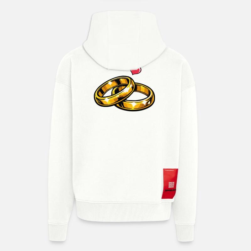 Goldene Eheringe mit Herzen - Zip Hoodie - made by SPREAD - OFF WHITE