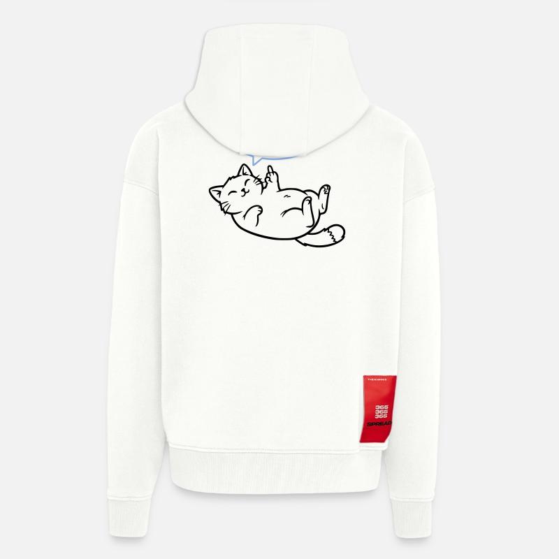 Lachende Katze Nope Mittelfinger - Zip Hoodie - made by SPREAD - OFF WHITE
