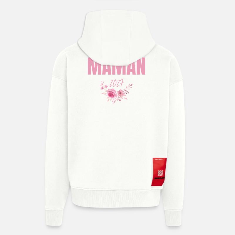 Futur Maman Floral 2027 - Veste à capuche bio épaisse oversize fabriqué en UE - OFF WHITE