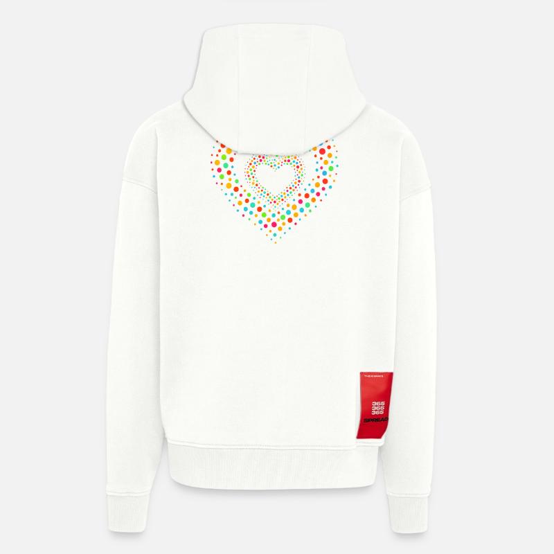 Rainbow Dot Heart Pattern Tee - Zip Hoodie - made by SPREAD - OFF WHITE