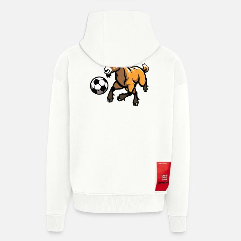 Chèvre coups de pied soccer - Veste à capuche bio épaisse oversize fabriqué en UE - OFF WHITE