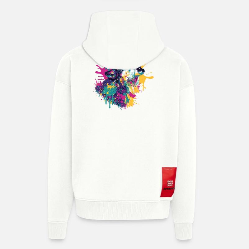 Wolf im Farbexplosion Stil - Zip Hoodie - made by SPREAD - OFF WHITE