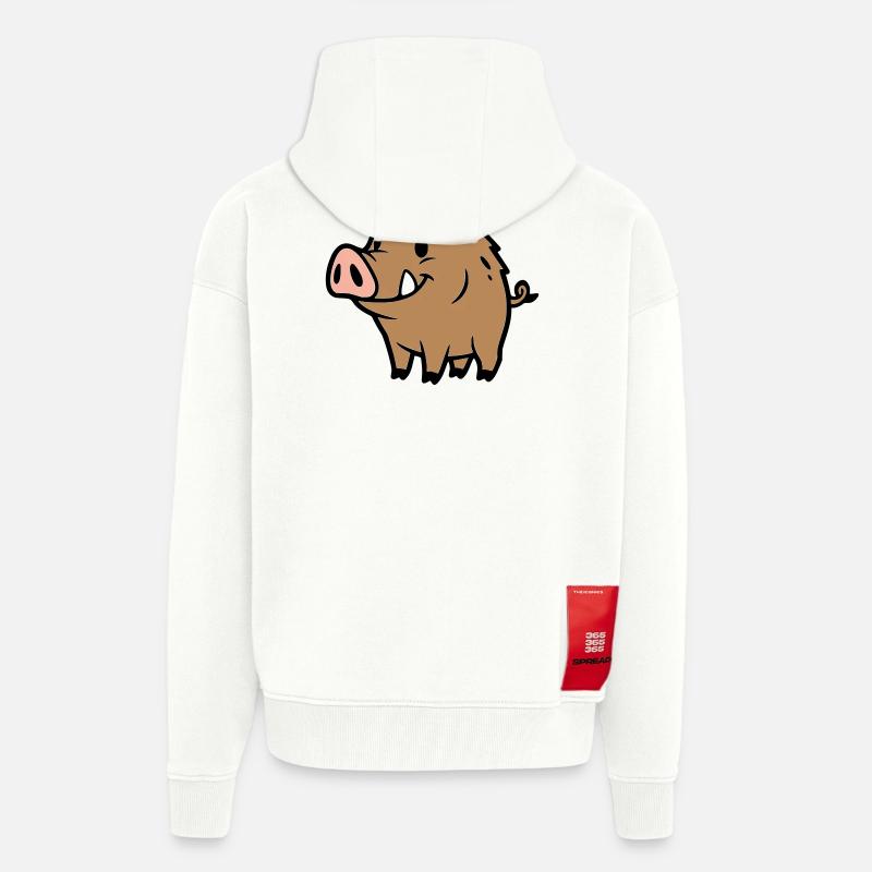 Süßes Wildschwein Comic Glücksbringer - Zip Hoodie - made by SPREAD - OFF WHITE