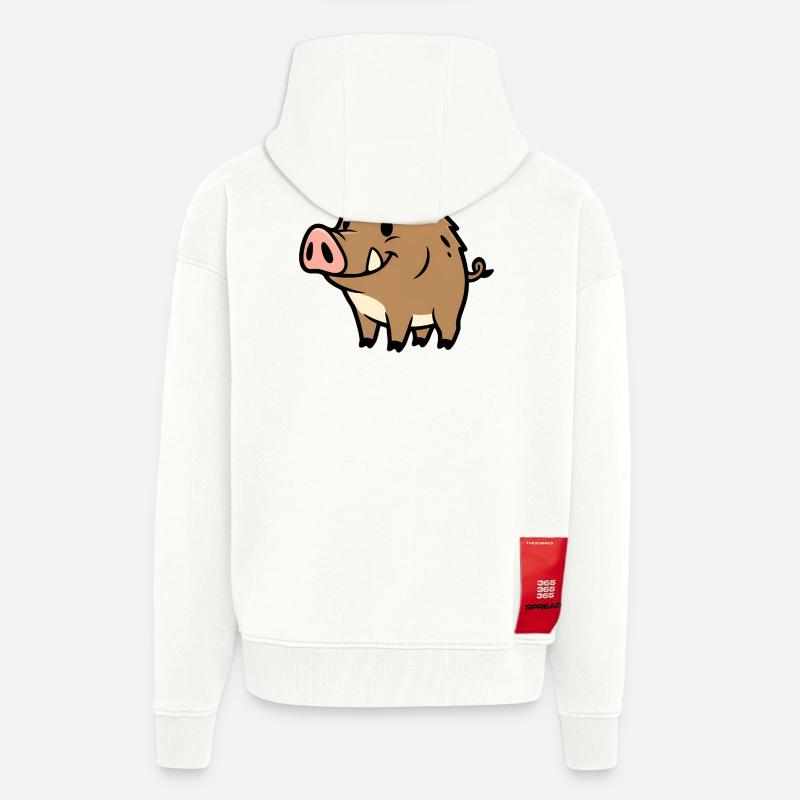 Süßes Wildschwein Comic Glücksbringer - Zip Hoodie - made by SPREAD - OFF WHITE