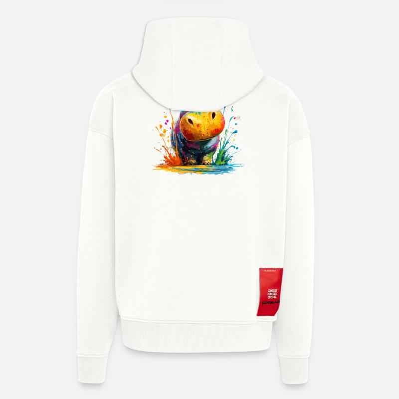 Bunter Hippo Splash - Zip Hoodie - made by SPREAD - OFF WHITE