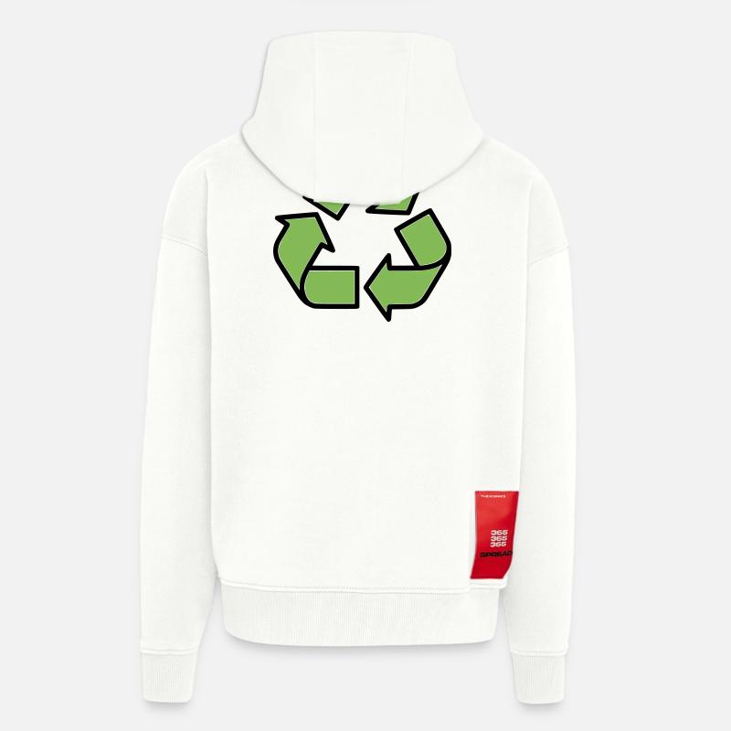 Plan du panneau de recyclage - Veste à capuche bio épaisse oversize fabriqué en UE - OFF WHITE