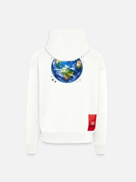 Erde im kosmischen Aquarellstil - Zip Hoodie - made by SPREAD - OFF WHITE