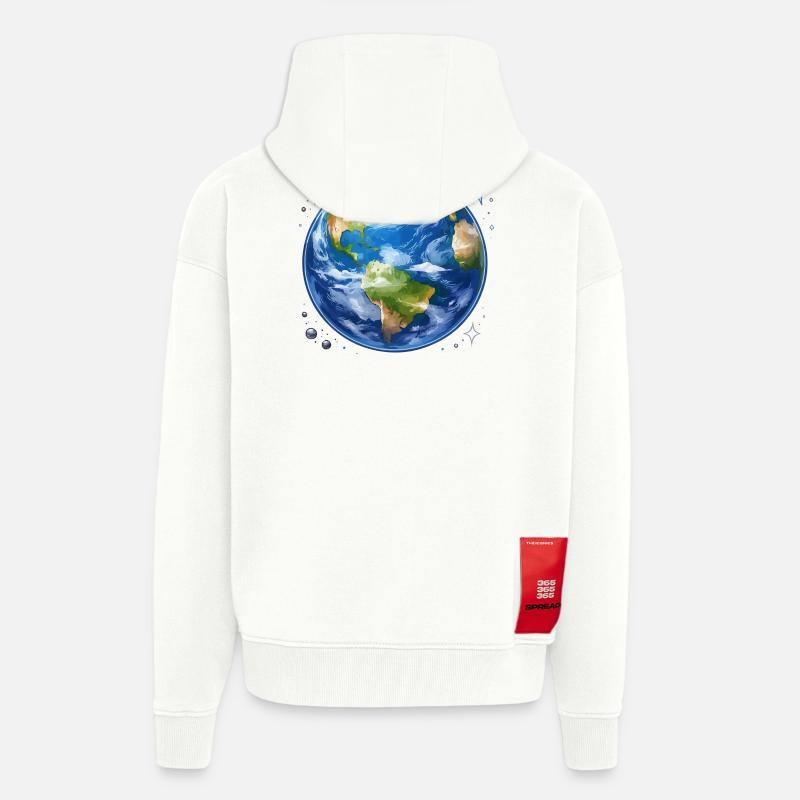 Erde im kosmischen Aquarellstil - Zip Hoodie - made by SPREAD - OFF WHITE