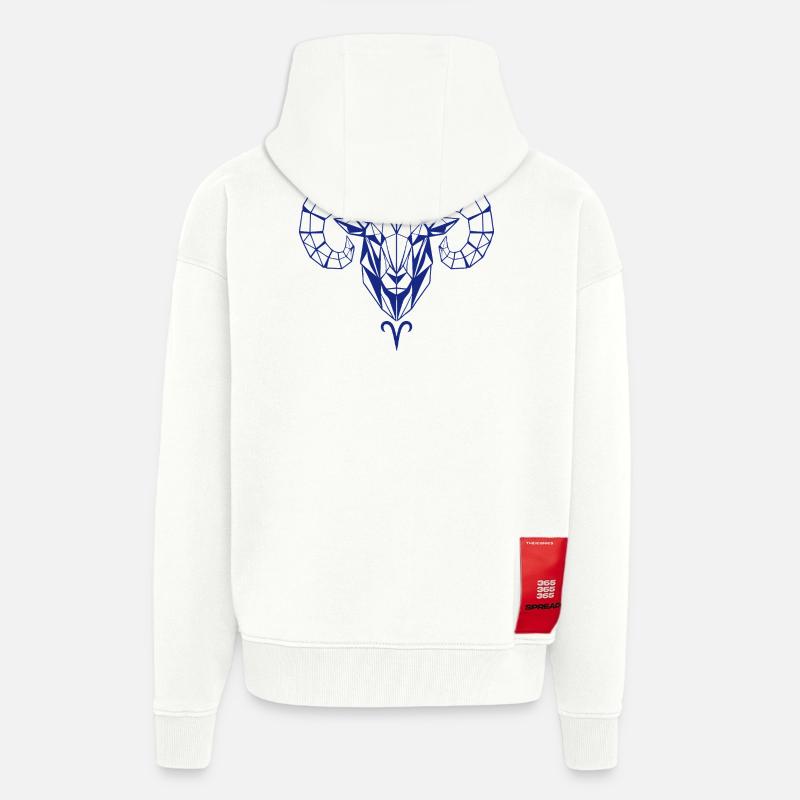 Geometrischer Widderkopf Polygon - Zip Hoodie - made by SPREAD - OFF WHITE