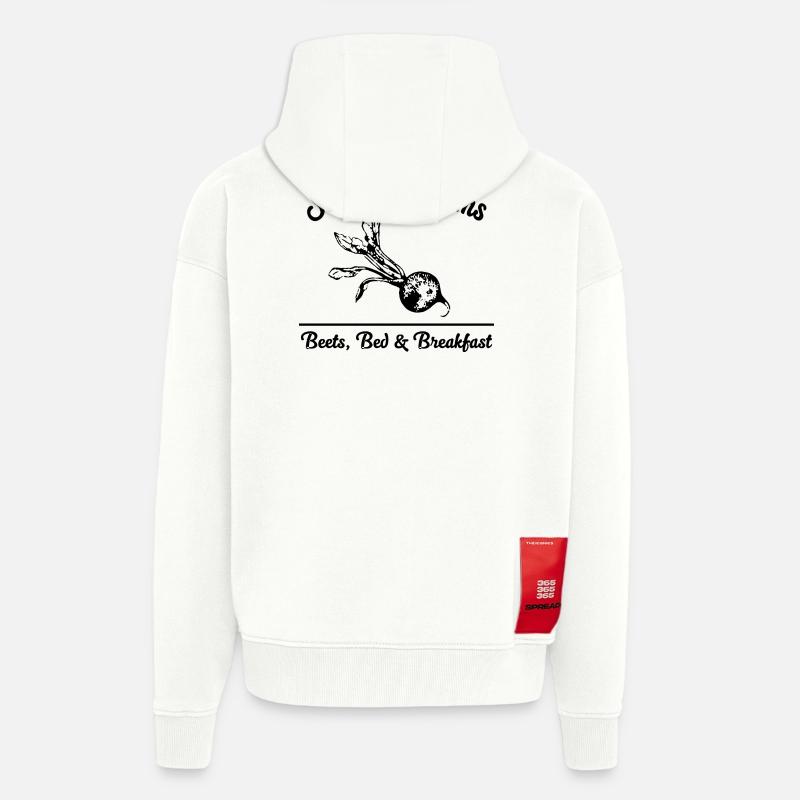 Conception de feuille d’aquarelle botanique - Veste à capuche bio épaisse oversize fabriqué en UE - OFF WHITE