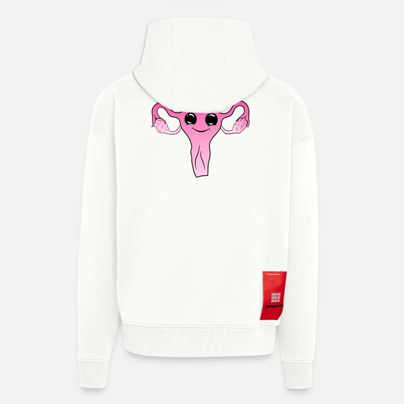 Utérus mignon mignon - Veste à capuche bio épaisse oversize fabriqué en UE - OFF WHITE