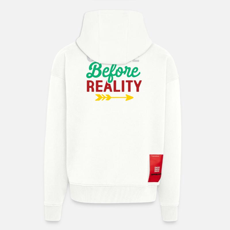 Le café avant la réalité - Veste à capuche bio épaisse oversize fabriqué en UE - OFF WHITE