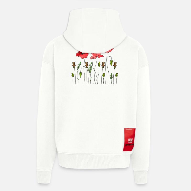 blomster - Heavyweight Oversized Organic hettejakke produsert i EU - OFF WHITE