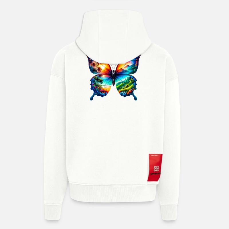 Papillon - Veste à capuche bio épaisse oversize fabriqué en UE - OFF WHITE