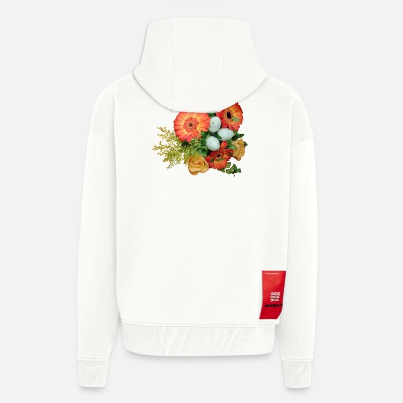 Bouquet with Easter Eggs Pattern - Zip Hoodie - made by SPREAD - OFF WHITE