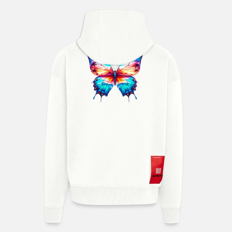Papillon - Veste à capuche bio épaisse oversize fabriqué en UE - OFF WHITE