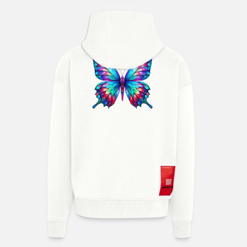 Papillon - Veste à capuche bio épaisse oversize fabriqué en UE - OFF WHITE