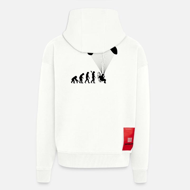 Paramotoring Human Evolution Funny - Zip Hoodie - made by SPREAD - OFF WHITE