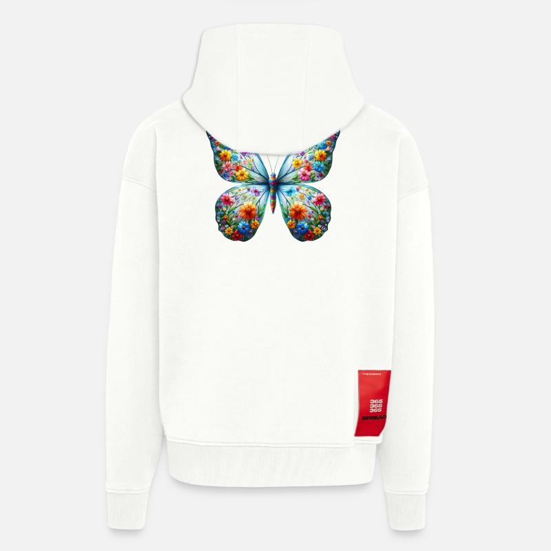Papillon - Veste à capuche bio épaisse oversize fabriqué en UE - OFF WHITE
