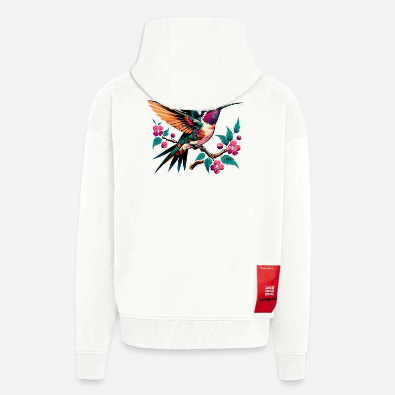 Lebendiger Kolibri auf blühendem Ast - Zip Hoodie - made by SPREAD - OFF WHITE