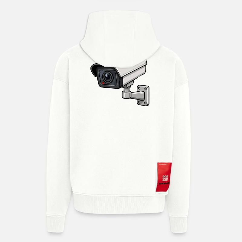 Illustration de caméra de sécurité - Veste à capuche bio épaisse oversize fabriqué en UE - OFF WHITE