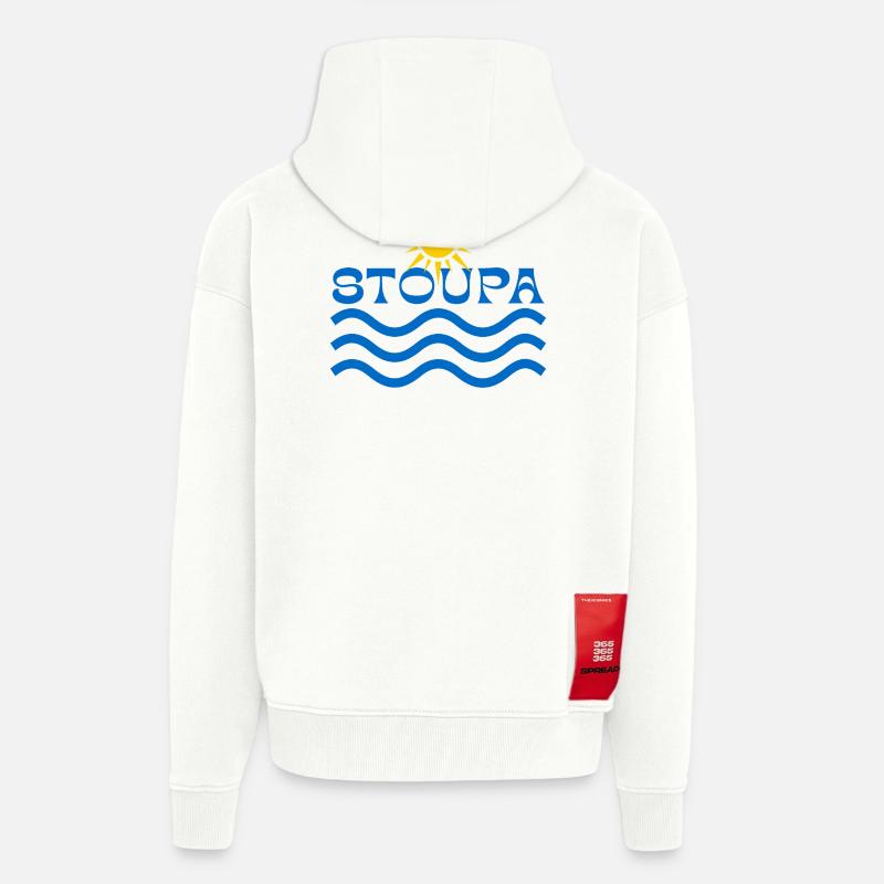 Vagues de Soleil de Stoupa - Veste à capuche bio épaisse oversize fabriqué en UE - OFF WHITE