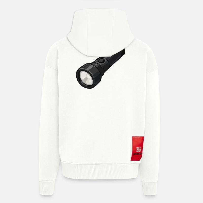 Compact Flashlight Illustration - Zip Hoodie - made by SPREAD - OFF WHITE