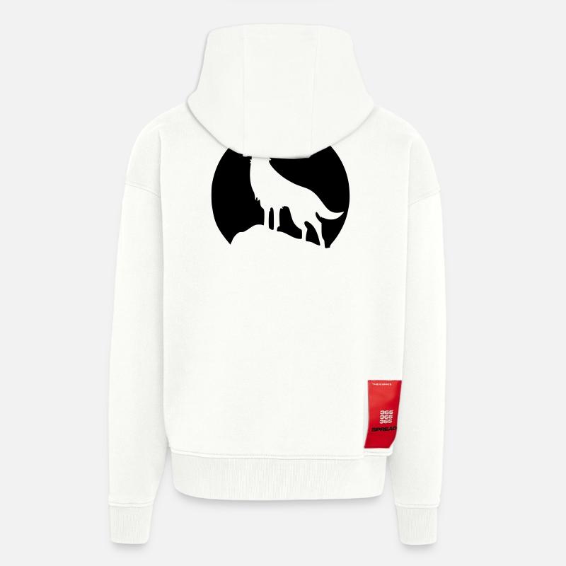 Wolf - Mond - Zip Hoodie - made by SPREAD - OFF WHITE