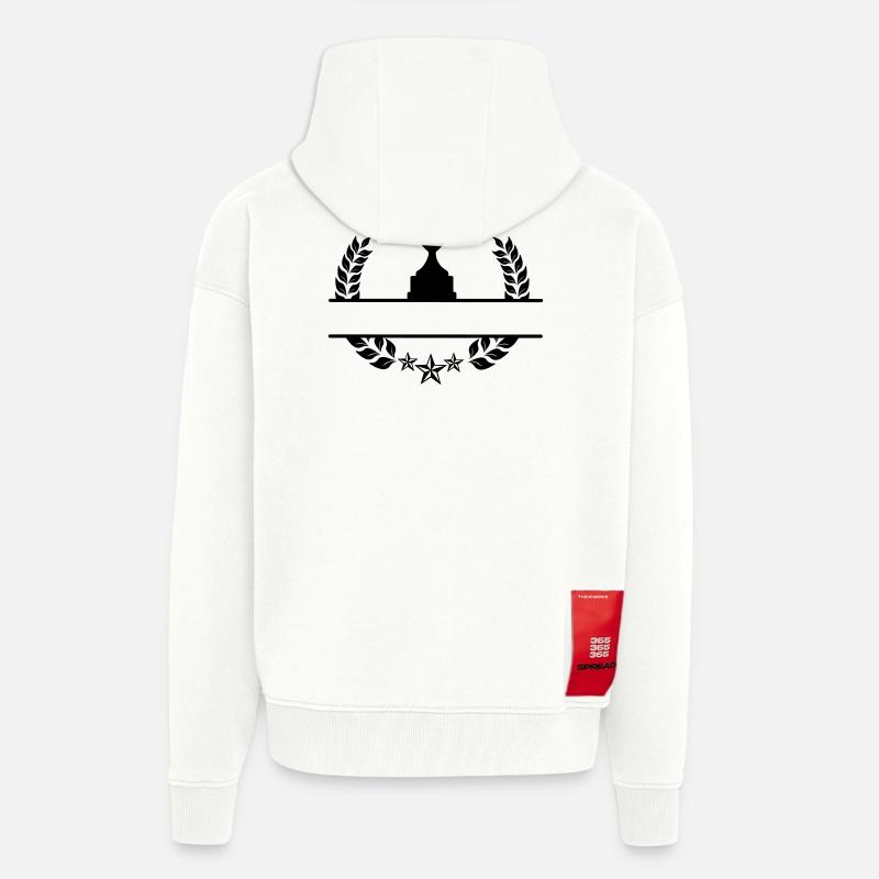 Coupe monogramme de couronne de laurier - Veste à capuche bio épaisse oversize fabriqué en UE - OFF WHITE