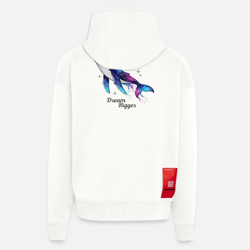 Rêve plus grande baleine - Veste à capuche bio épaisse oversize fabriqué en UE - OFF WHITE