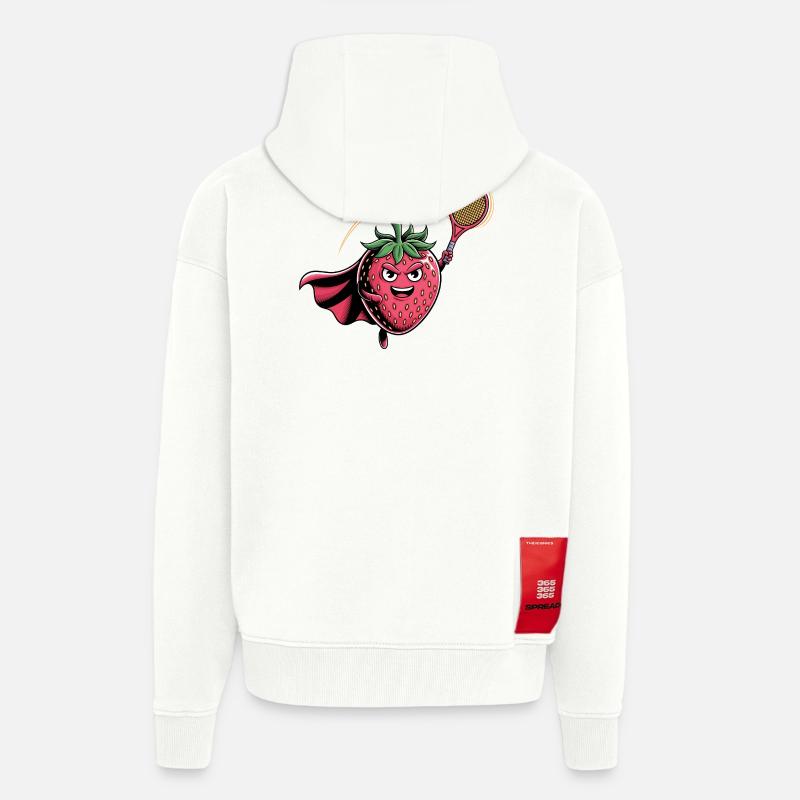 Erdbeere Superheld Tennis Smash mit Schläger - Zip Hoodie - made by SPREAD - OFF WHITE