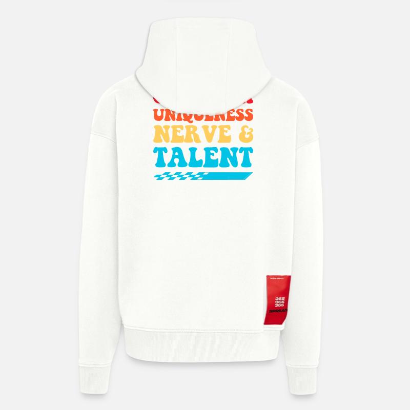 Charisma, Einzigartigkeit, Nerven & Talent - Zip Hoodie - made by SPREAD - OFF WHITE