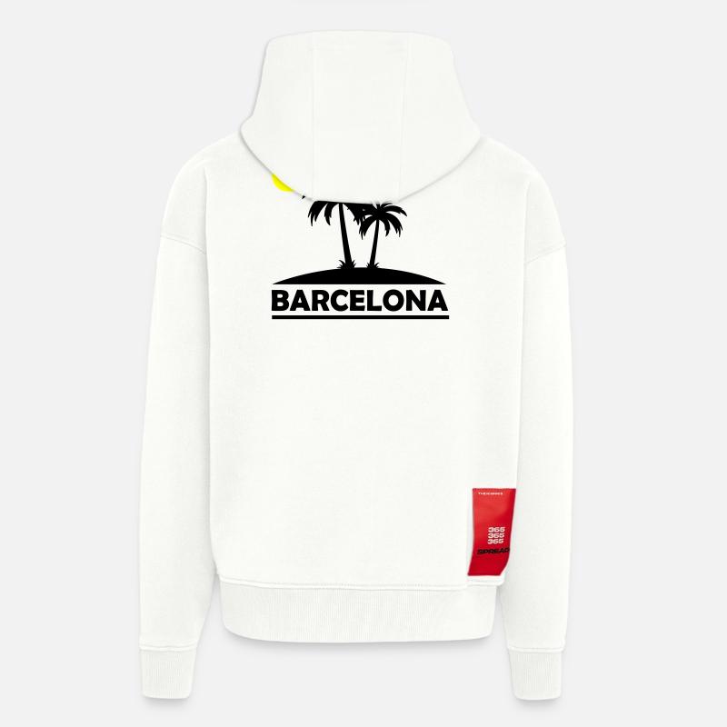 Plage de Barcelone - Veste à capuche bio épaisse oversize fabriqué en UE - OFF WHITE
