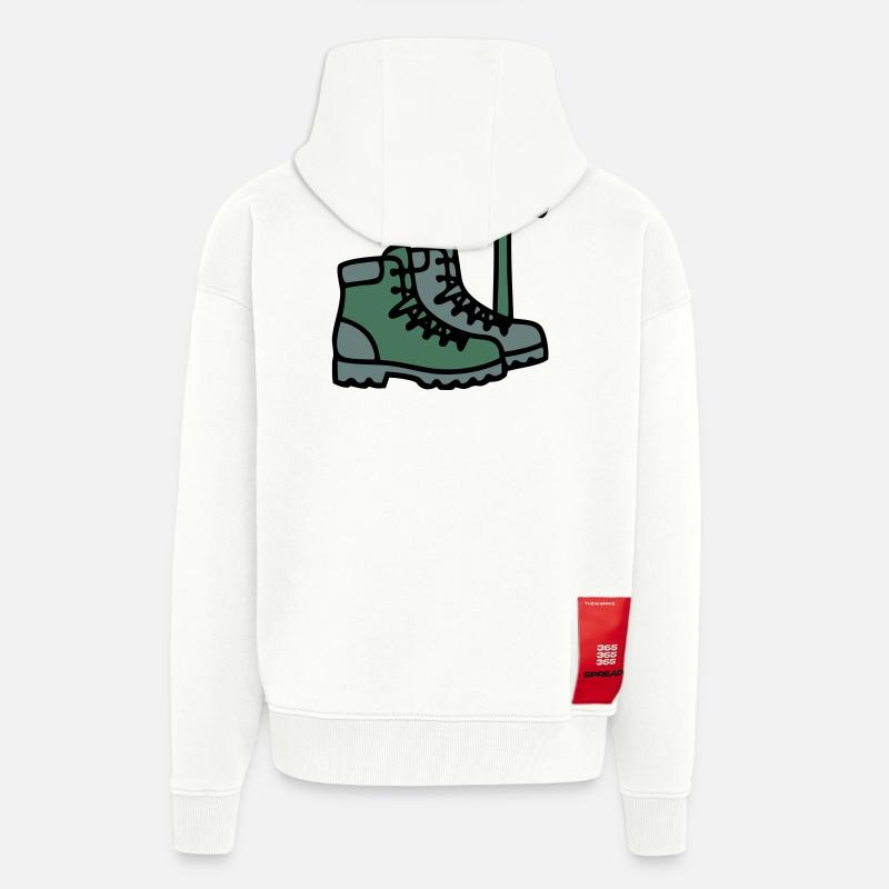 Wanderschuhe Eispickel Bergsteiger Alpen Wanderer - Zip Hoodie - made by SPREAD - OFF WHITE