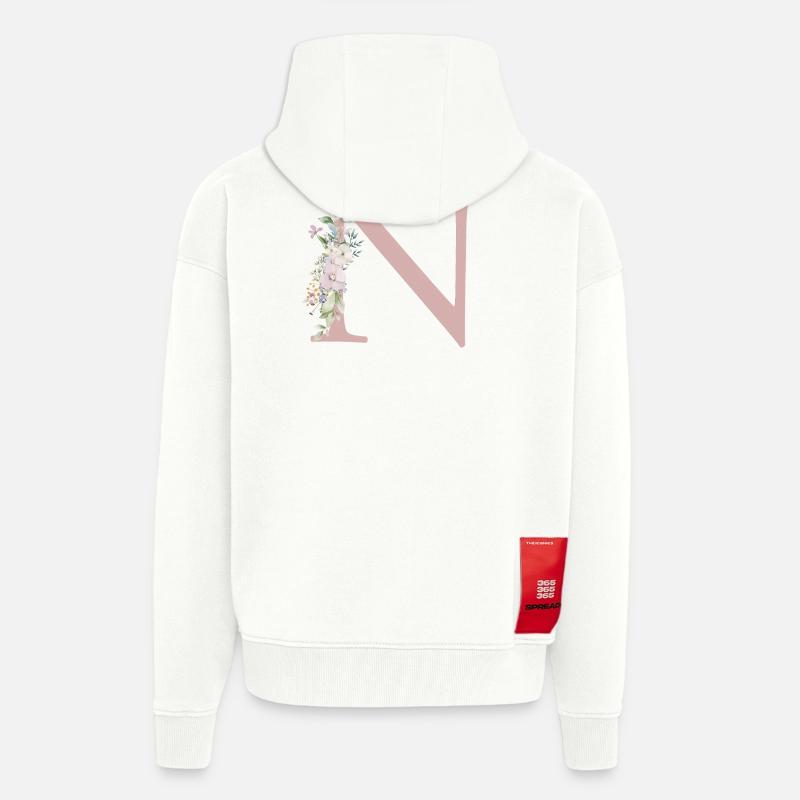 N Monogramm, Floral, personalisierbar - Zip Hoodie - made by SPREAD - OFF WHITE