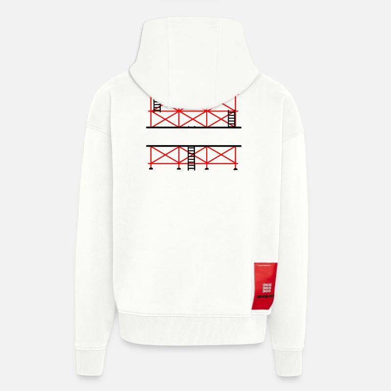 Bannière d’échafaudage pour constructeur d’échafaudages - Veste à capuche bio épaisse oversize fabriqué en UE - OFF WHITE