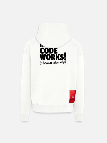 Min kode virker! (Jeg aner ikke hvorfor) - Heavyweight oversized organic hættejakke made in EU - OFF WHITE