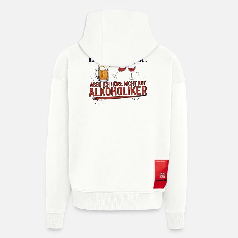 Witziger Trinkspruch mit Bier & Wein - Zip Hoodie - made by SPREAD - OFF WHITE
