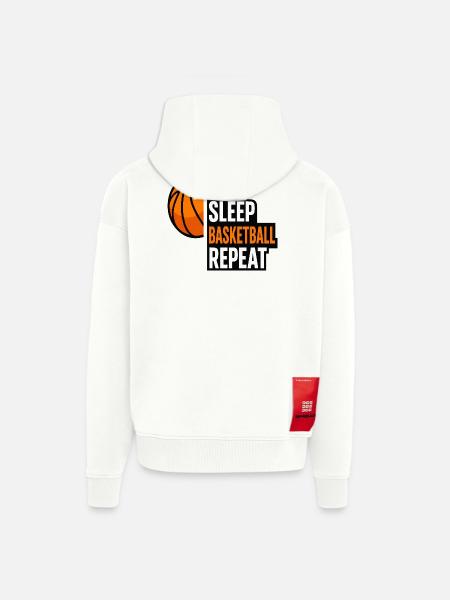 Eat Sleep Basketball Repeat Quote - Zip Hoodie - made by SPREAD - OFF WHITE