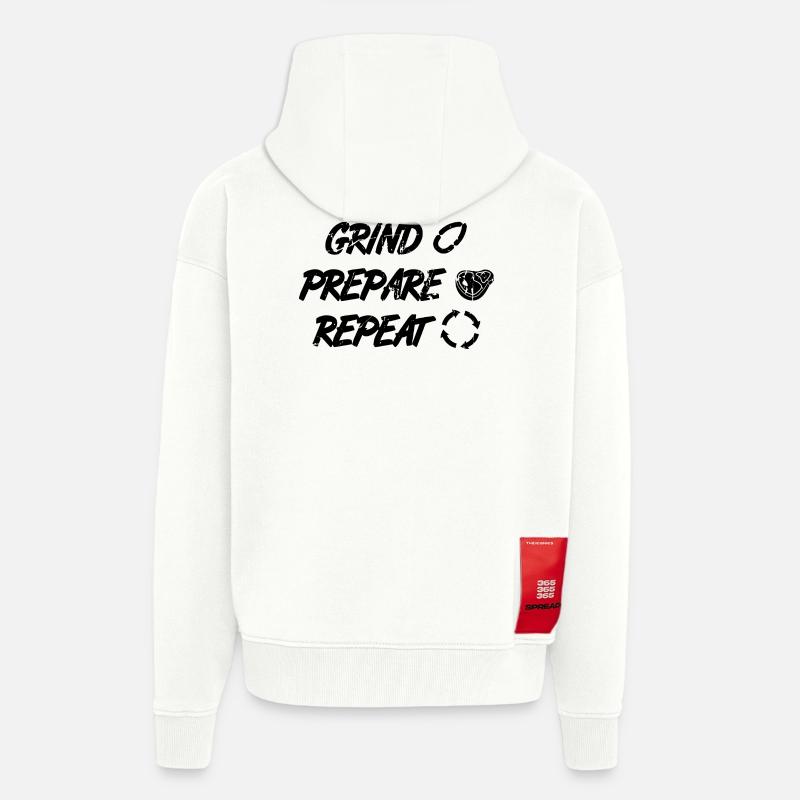La routine du boucher - Veste à capuche bio épaisse oversize fabriqué en UE - OFF WHITE