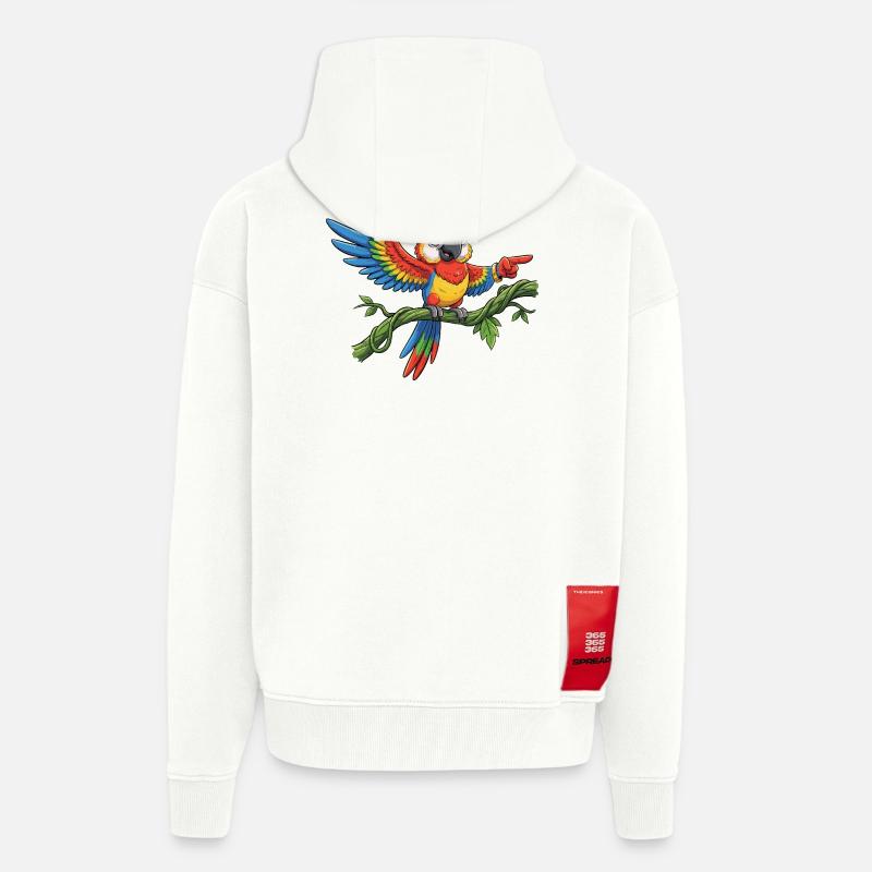 Bunter Papagei auf Ast – Pose - Zip Hoodie - made by SPREAD - OFF WHITE