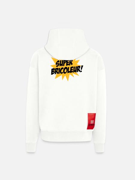 Super Bricoleur ! - Veste à capuche bio épaisse oversize fabriqué en UE - OFF WHITE