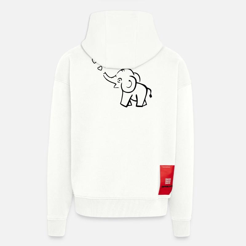 Süsser Elefant pustet Herzen - Zip Hoodie - made by SPREAD - OFF WHITE