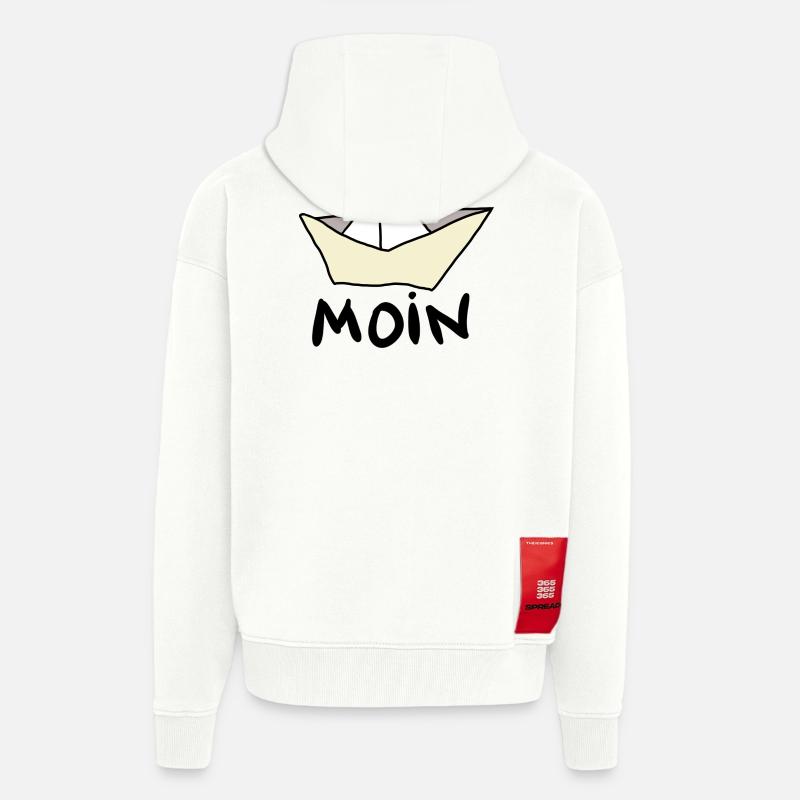 Papierboot am Strand mit Möwe - Zip Hoodie - made by SPREAD - OFF WHITE
