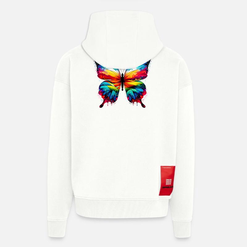 Papillon - Veste à capuche bio épaisse oversize fabriqué en UE - OFF WHITE