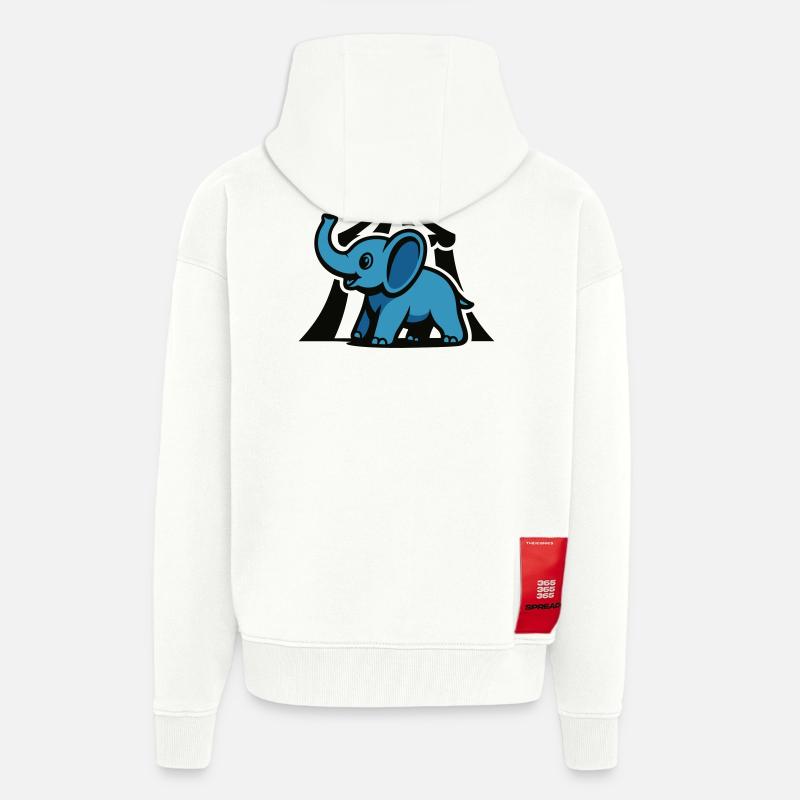 Blue Circus Elephant - Zip Hoodie - made by SPREAD - OFF WHITE
