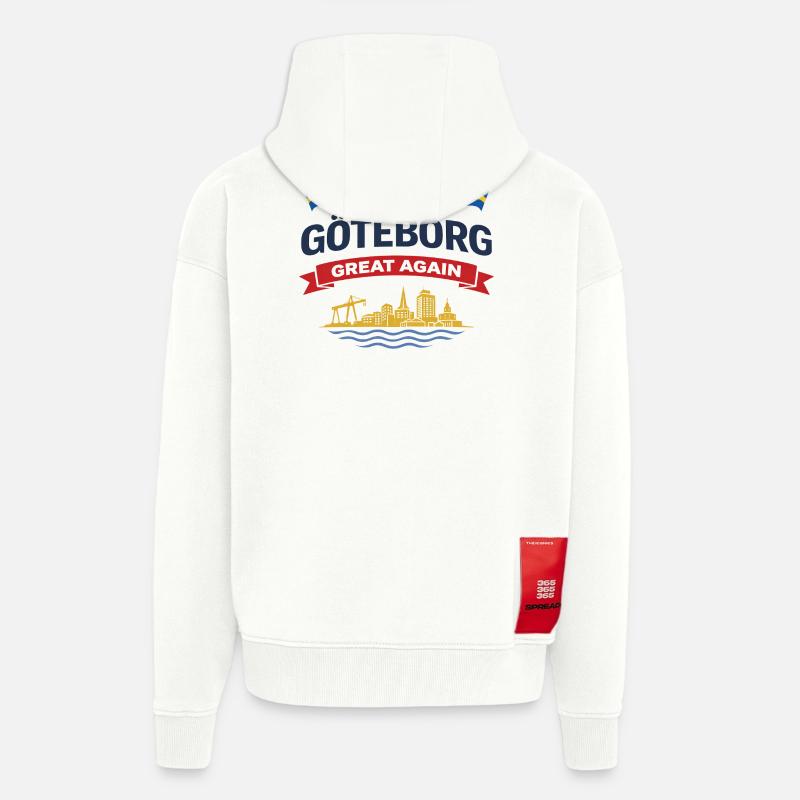 Göteborg-Silhouette mit schwedischen Flaggen - Zip Hoodie - made by SPREAD - OFF WHITE