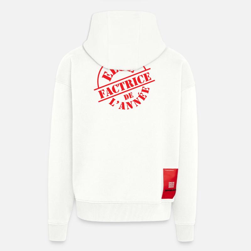 Élue factrice de l'année tampon postal - Veste à capuche bio épaisse oversize fabriqué en UE - OFF WHITE