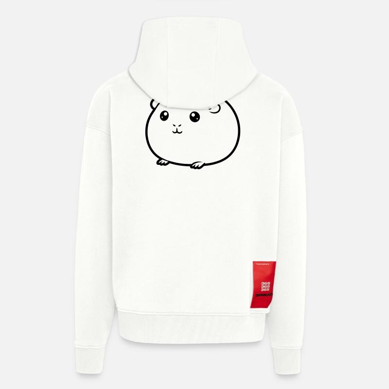 Silhouette de bande dessinée cobaye grasse - Veste à capuche bio épaisse oversize fabriqué en UE - OFF WHITE